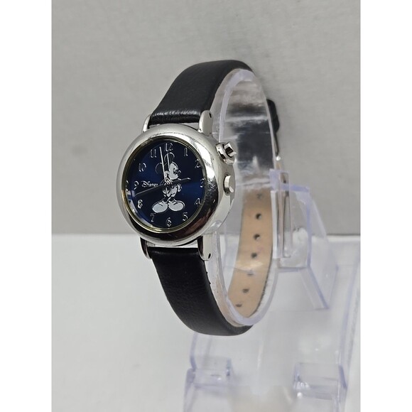 Disney by Seiko Mickey Mouse Musical Quartz Watch Navy Dial Leather New Battery - Picture 2 of 12